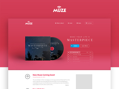 Muze - Landing Page design music ui ux web