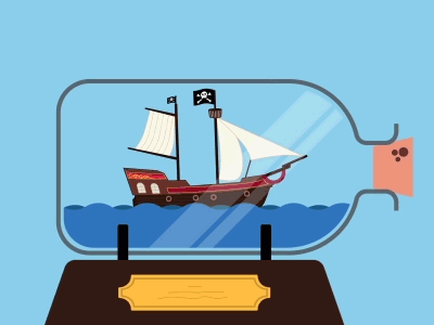 Ship in a bottle animation bottle illustration motion ship