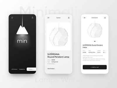 Minimalism Lamps World black white black and white clean ui elegant minimalism minimalist modern simple uidesign uxdesign