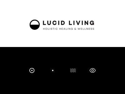 Lucid Living black and white branding design flat icon logo wellness