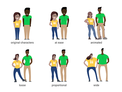 Variations on revamping Handshake character style brand characters illustration personality