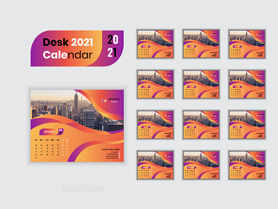 Abstract Desk Calendar-2021