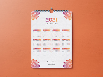 One Page Wall Calendar Design -2021