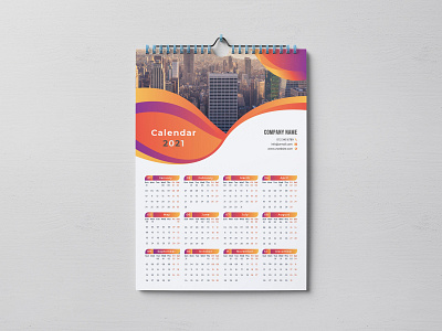 One Page Wall Calendar 2021 12 2021 calendar clean corporate creative custom day design february illustration january minimalist modern month planner schedule template wall calendar year