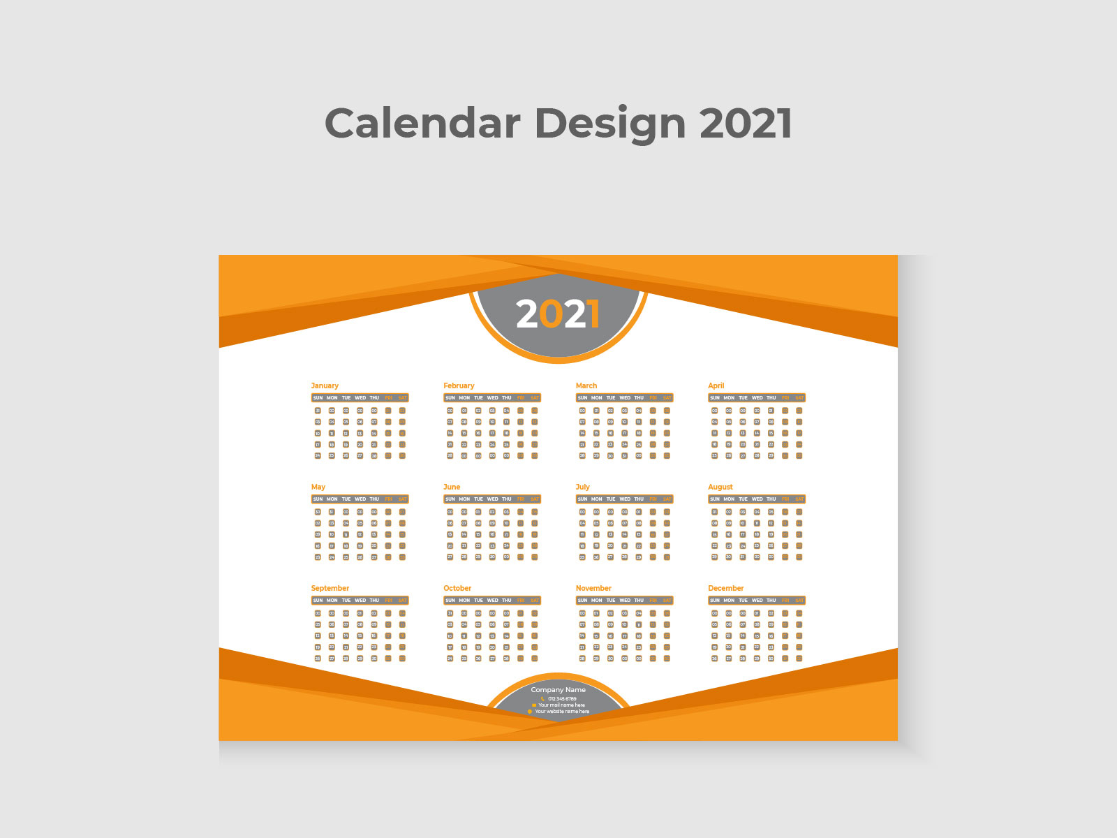 2021 One Page Wall Calendar Design by Kornel Hawee on Dribbble