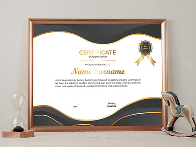 Golden-Black Business Certificate Template