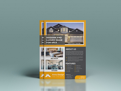 Real Estate Flyer Design abstract art artistic building clean computer graphic green hi quality id kit internet logo modern multimedia official play print realestate template yellow