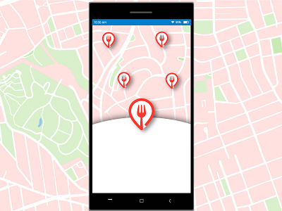 Screen concept for food service app. app concept icons maps