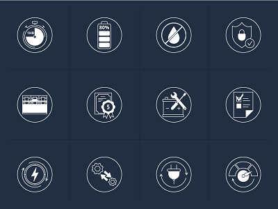 Icons for lithium-ion battery technology website icons vector