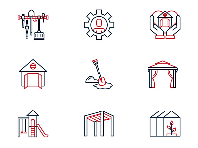 Icons for a leading prefab shed installation company website