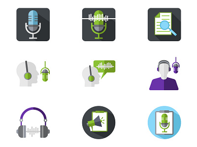 Icons for a podcast blog icons vector