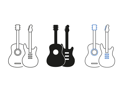 Guitar icons for music shop icons vector