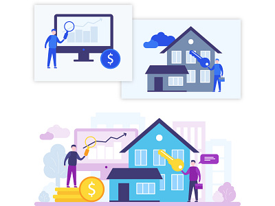 Illustrations for Digital Real Estate Agency illustration vector