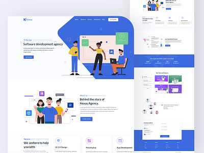 Agency startup landing page 2020 2020 trend 2021 agency clean creative dailyui dribbble illustraion landing page software template trendy uiux user interface webdesign