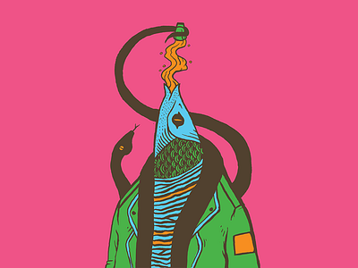 Drinking FIsh beer color design drinking fish illustration shot snake