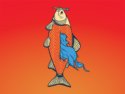 Self-Destruction color fire fish illustration match texture water