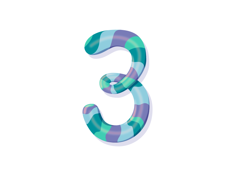 #3 lettering hand-drawn 3d 3 illustrator vector 2d numbers typography type