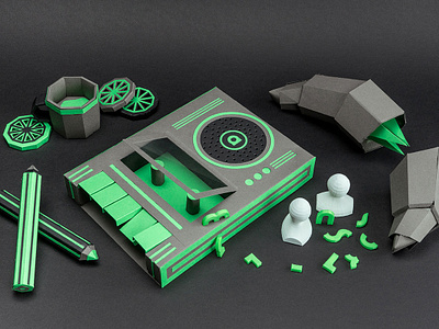 Atrioom - Set design branding branding design craft green paper paper art papercraft papercut setdesign