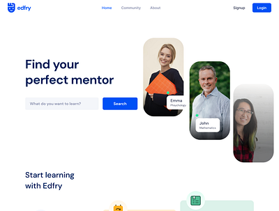 Edfry - an Ed tech landing page landing page uidesign ux