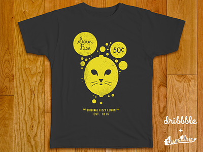 Sour Puss cat cats dribbble illustration lemon shirt style t-shirt tee threadless