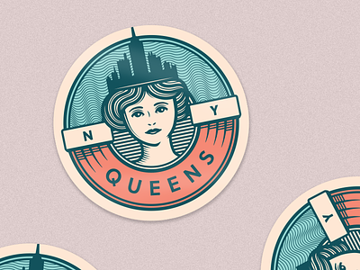 Queens, NY badge illustration new york queens rebound sticker