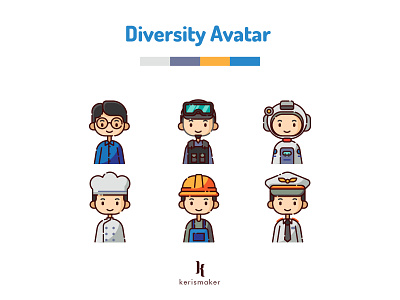 Diversity Avatar Profession avatar avatar icons boy business character diverse diversity icon icon app icon web iconography icons icons set kerismaker profession profile smiley ui