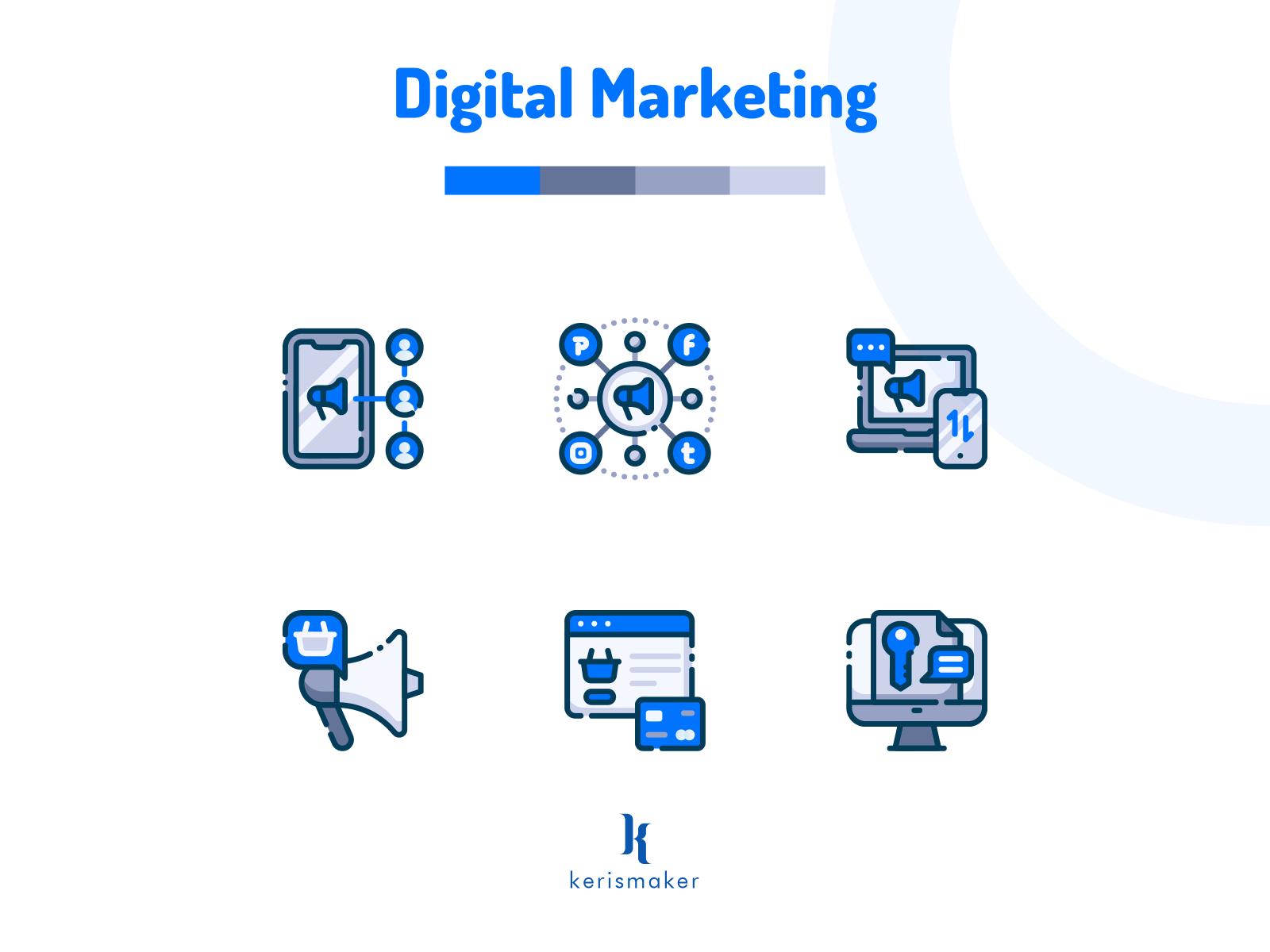 digital marketing icon in blue