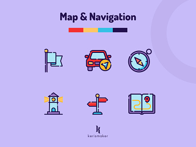 Map & Navigation Icons business destination direction guide icon icon app icon pack icon web iconography icons icons set illustration kerismaker location map navigation pin place ui vector website