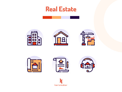 Real Estate Icons app icons building business construction exterior furniture home house icon icon app icon design icon web iconography icons icons set interior kerismaker real estate ui website