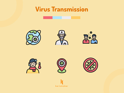 Virus Transmission Icons app coronavirus covid-19 disease epidemic health hospital icon icon app icon web iconography icons icons set infection kerismaker pandemic transmission vector virus website