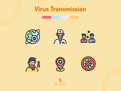 Virus Transmission Icons app coronavirus covid 19 disease epidemic health hospital icon icon app icon web iconography icons icons set infection kerismaker pandemic transmission vector virus website
