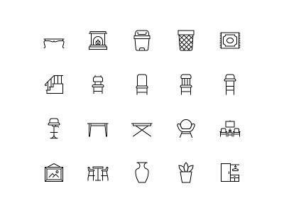 Furniture Lineart design icon iconography icons icons set interaction kerismaker ui vector