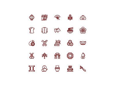 Chinese Lineart icon icon app icon web iconography icons icons set illustration interaction kerismaker vector