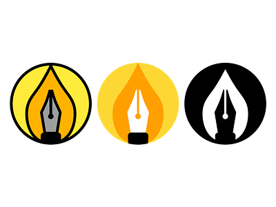 burning pen logo exploration branding illustration logo
