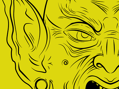 Goblin WIP black drawing goblin illustrator wip work in progress yellow