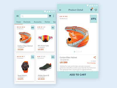 Sport Mobile Commerce app android e commerce google material interface design material design mobile app mobile commerce ui design user interface