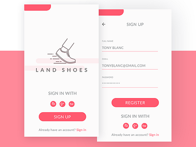 Sign Up Concept for Mobile Shoes Commerce