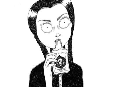 Wednesday Addams addams artline blackink draw drawing illustration ink wednesday