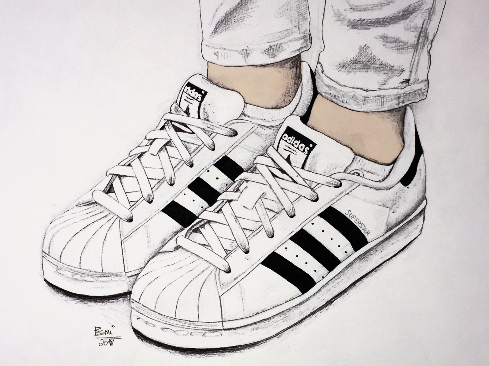 Premium Vector  A drawing of a pair of shoes with the word adidas on it