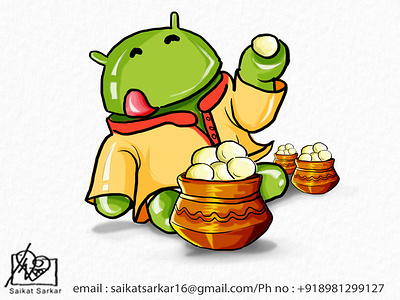 Android Rosogolla android cart cartoon comic creative graphic artist graphic design illustration india indian style kolkata myart photoshop poster rosogolla saikat sarkar saikat sarkat illustration