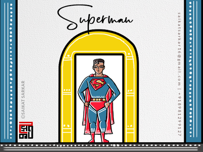 Superman Jamini Roy Style For Dribbble art creative dc dccomics design drawing graphic design illustration india photoshop poster saikat sarkar saikat sarkar illustration superman