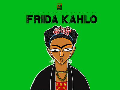 Frida Khalo Jamini Roy Style art colour creative drawing frida kahlo graphic design illustration india jamini roy kolkata mexico city painting photoshop saikat sarkar illustration saikatsarkar16