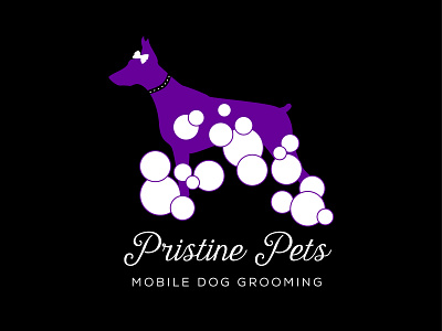 Pristine Pets Logo branding design dog dog grooming logo typography vector