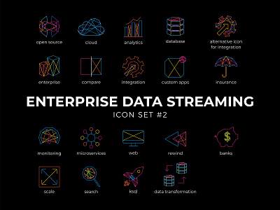 Enterprise Data Streaming Icon Set #2 data design enterprise icon set iconography icons illustration streaming vector