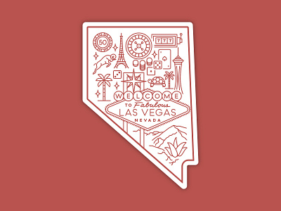 Hometown: Las Vegas, NV sticker desert gambling iconography illustration las vegas nevada nv sticker