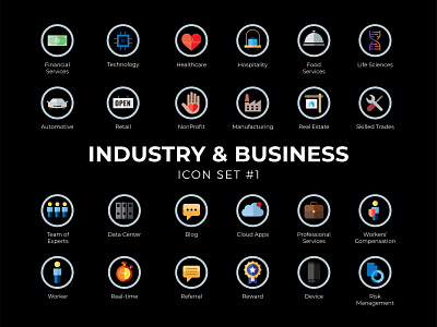 Dribbble Industry business icon set #1