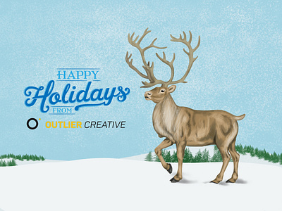 Dribbble Holidays 2019 caribou christmas holidays illustration illustrator cc procreate reindeer typography