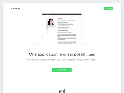 Hired Landing Page (Concept) concept design hired landing page minimal
