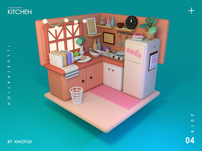 3D kitchen 3d c4d illustration modeling