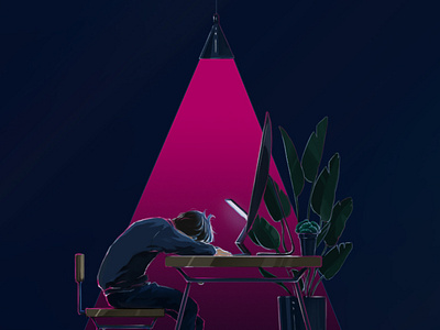 Take a nap~ZZZzzz designer desk illustration nap night sleep